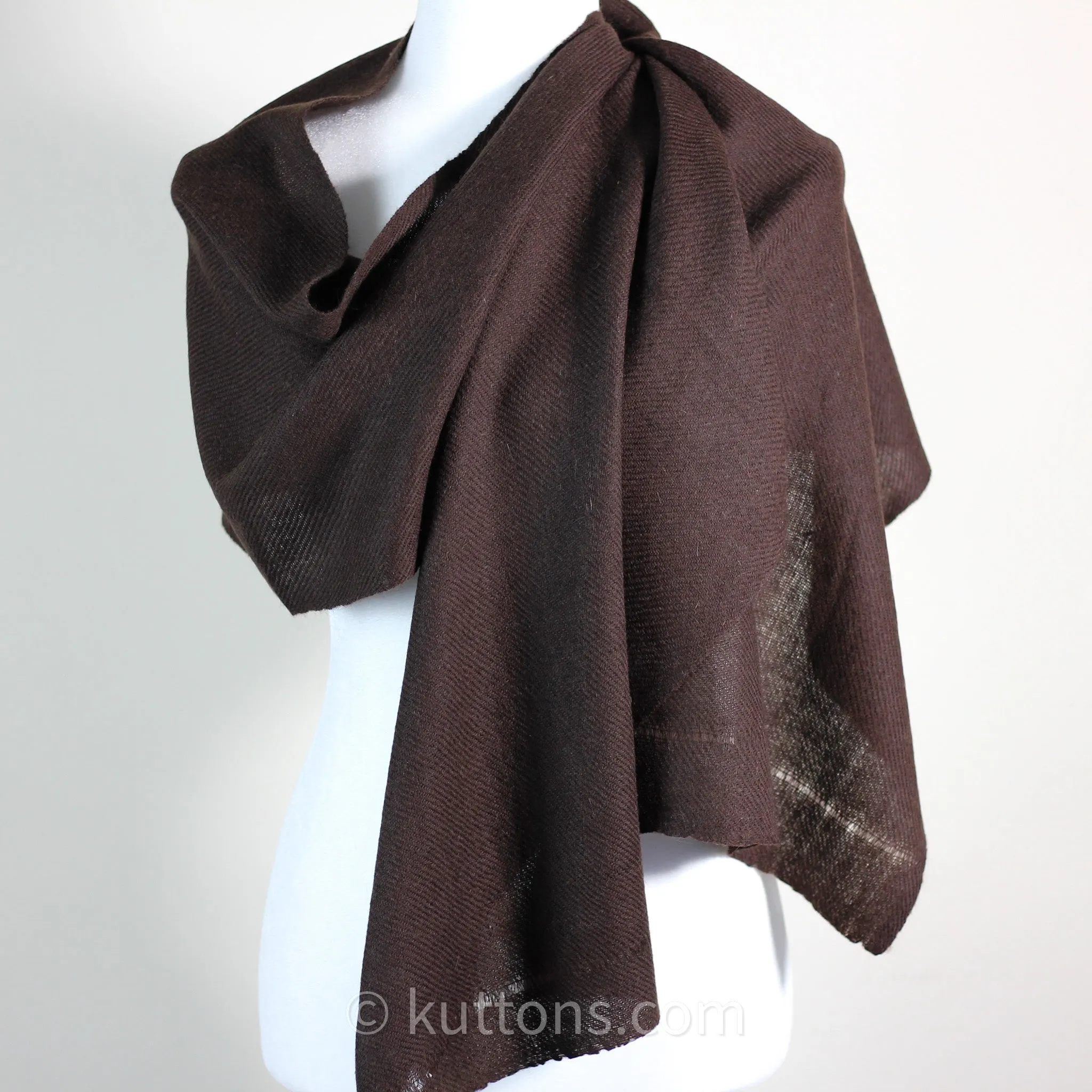 100% Pure Ladakh Yak Wool Scarf - Handspun, Handwoven Soft & Light Stole by Women Weavers in the Himalayas | Dark Brown, 13x76"