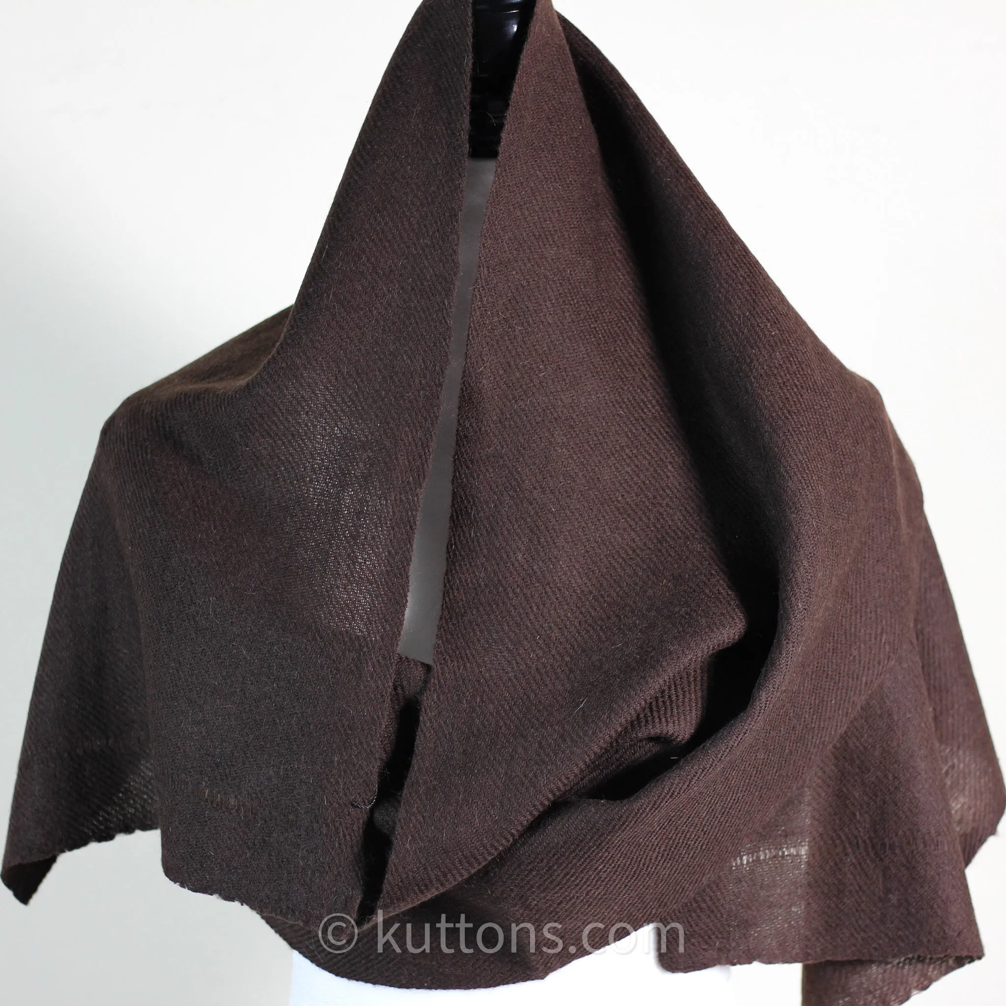 100% Pure Ladakh Yak Wool Scarf - Handspun, Handwoven Soft & Light Stole by Women Weavers in the Himalayas | Dark Brown, 13x76"