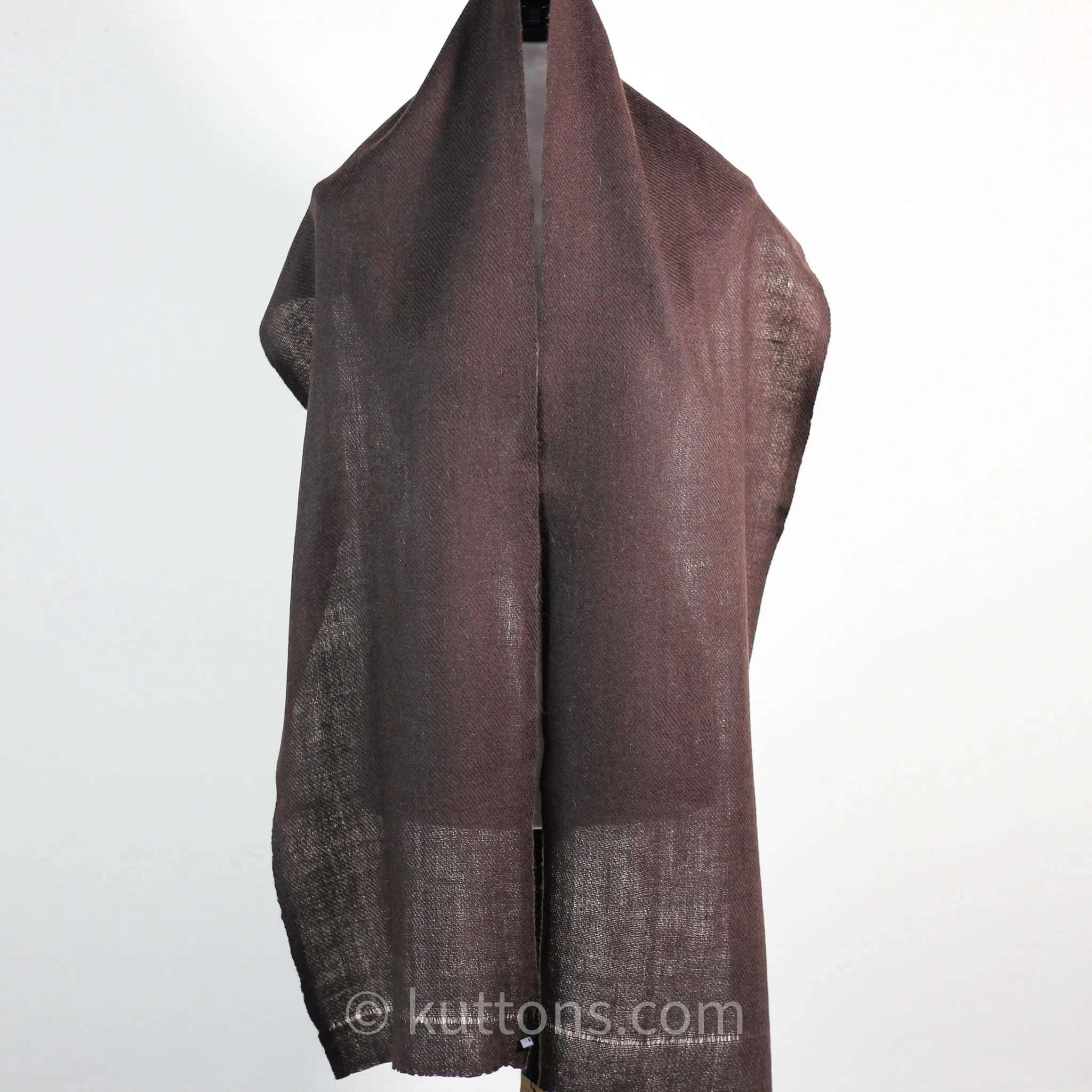 100% Pure Ladakh Yak Wool Scarf - Handspun, Handwoven Soft & Light Stole by Women Weavers in the Himalayas | Dark Brown, 13x76"