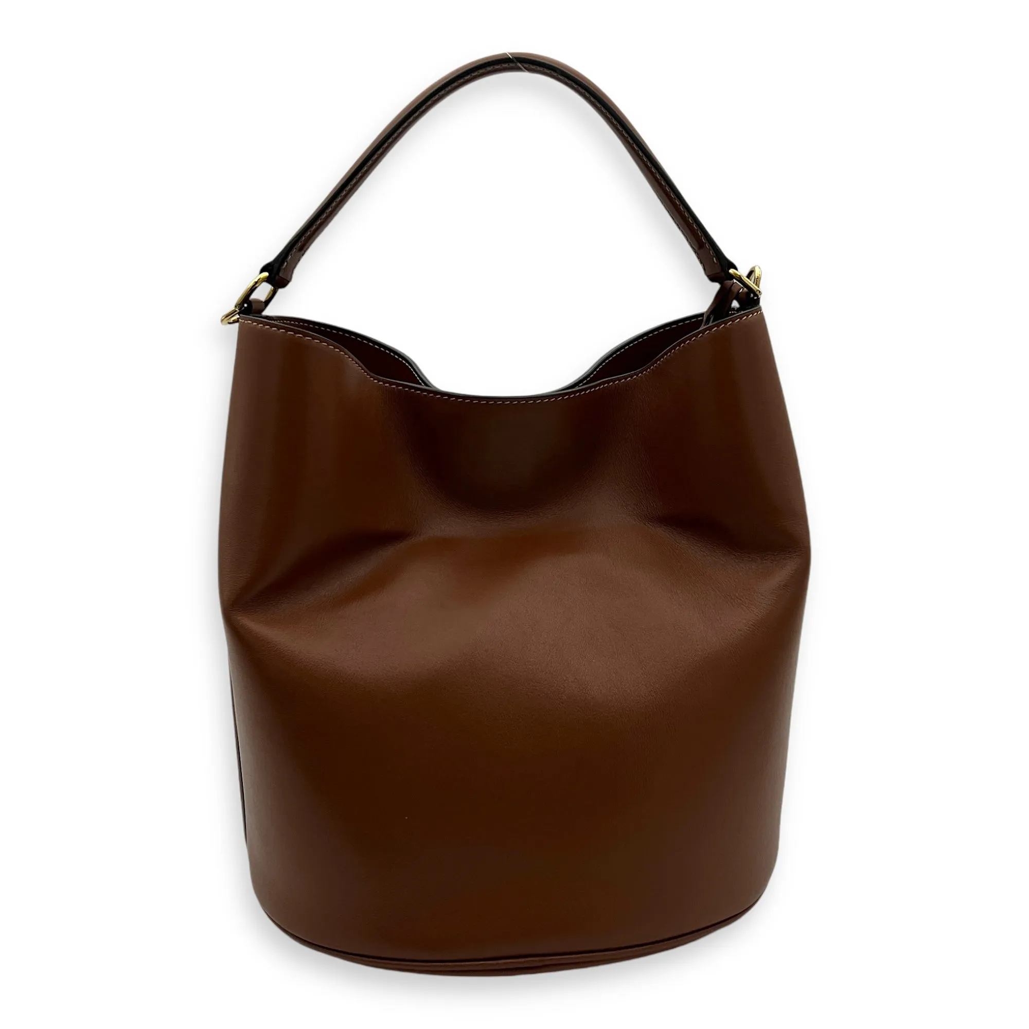 16 Tan Bucket Bag in Calfskin, Gold hardware