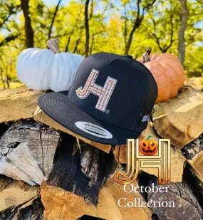 2023 October Collection Jobes Cap-  All Black 3D Tri (brown, purple, brown)with charcoal outline