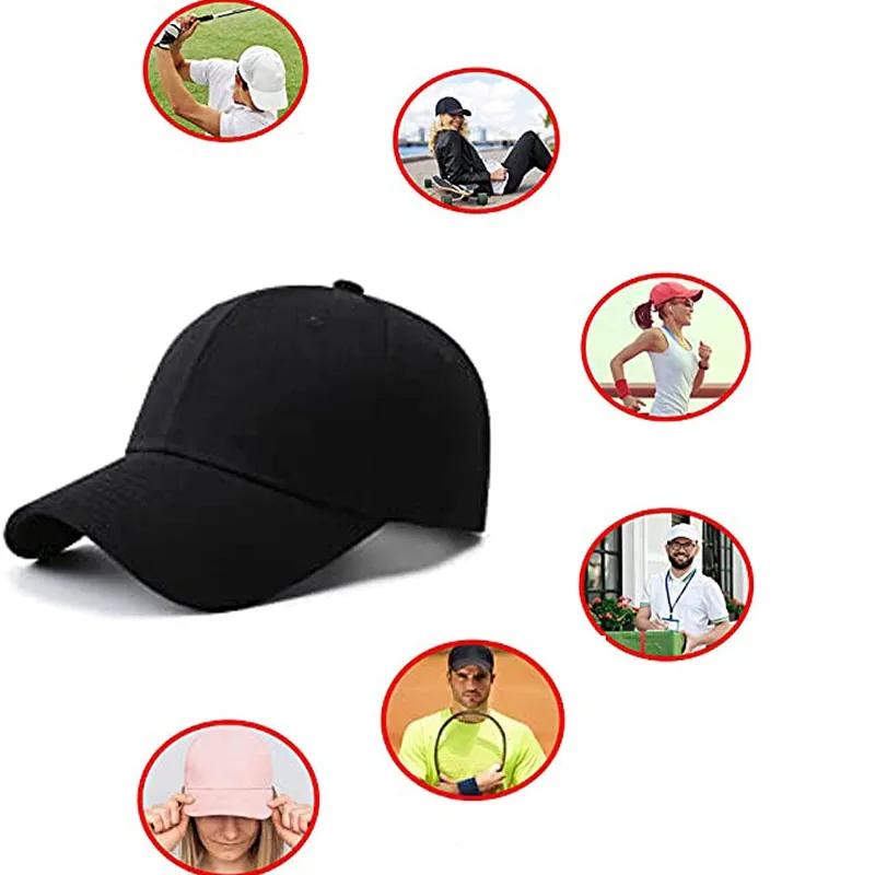 3 Pack Plain Cotton Strap-back Baseball Hat Adjustable - One Size Fits Most