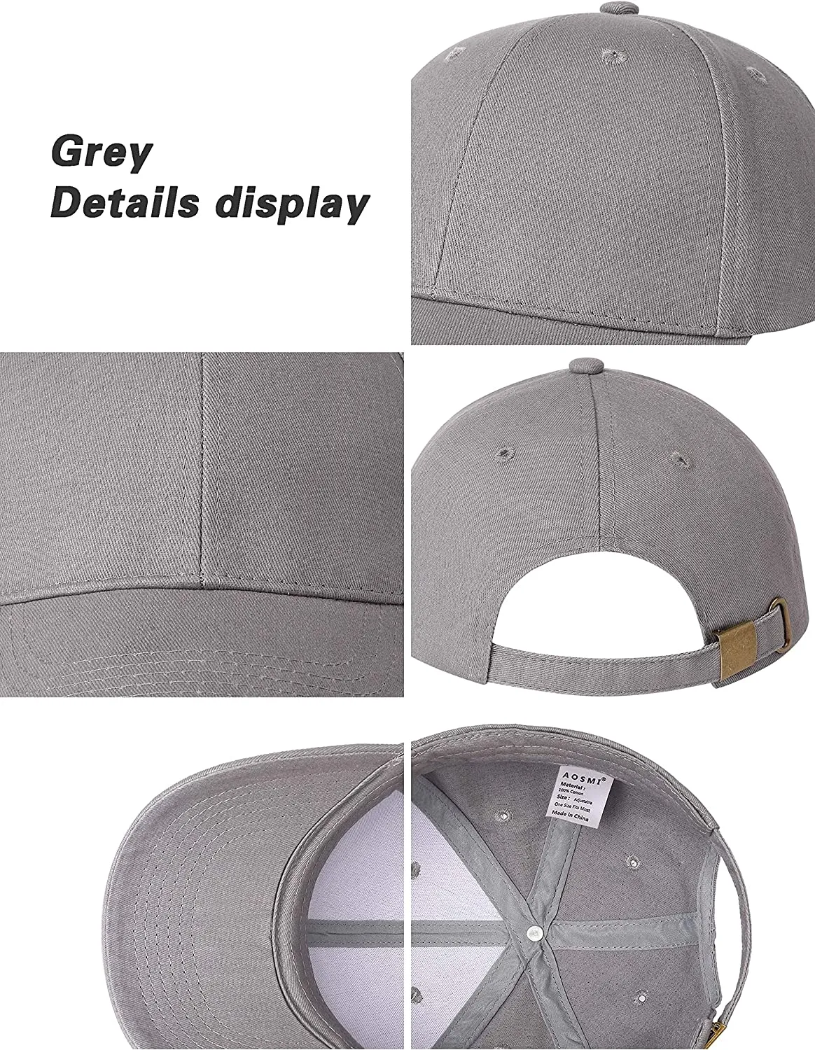 3 Pack Plain Cotton Strap-back Baseball Hat Adjustable - One Size Fits Most