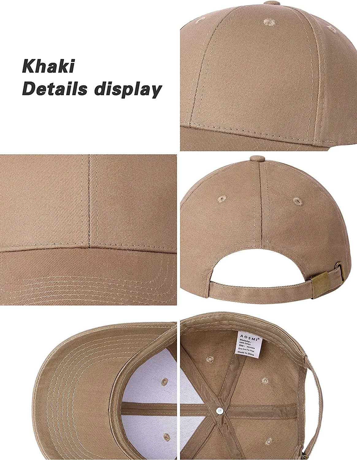 3 Pack Plain Cotton Strap-back Baseball Hat Adjustable - One Size Fits Most