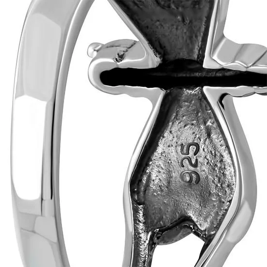 Abalone Shell Dragonfly Silver Ring
