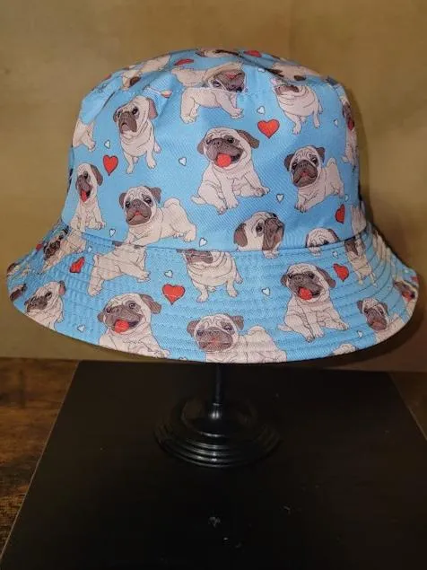 Adult Size 56-58 cm Pug Bucket Hat