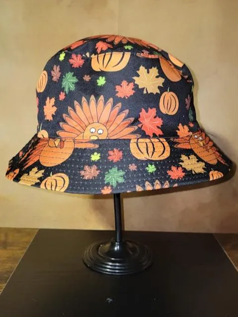 Adult Size 56-58 cm Pumpkin Fall Bucket Hat