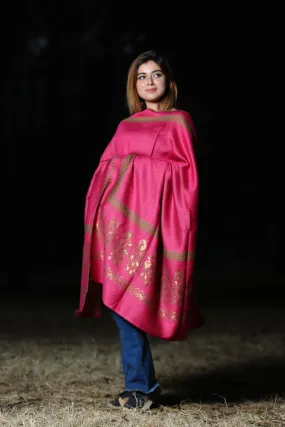 ALLURING FUCHSIA MAGENTA COLOUR ZARI KASHMIRI SHAWL DEFINES ROYAL AND LUXURIOUS EXTREMELY COMFORTABLE FOR ALL EVENTS