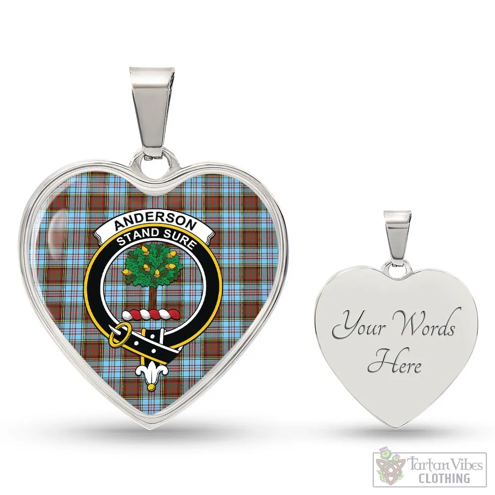 Anderson Ancient Tartan Heart Necklace with Family Crest