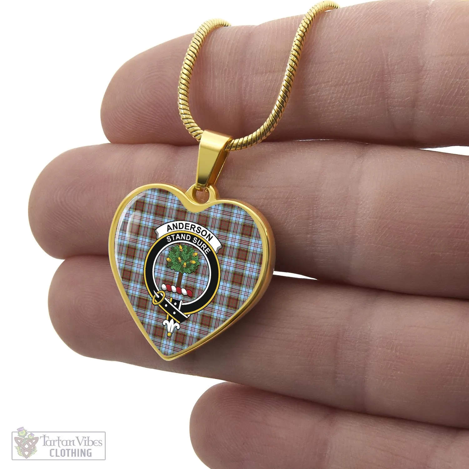 Anderson Ancient Tartan Heart Necklace with Family Crest