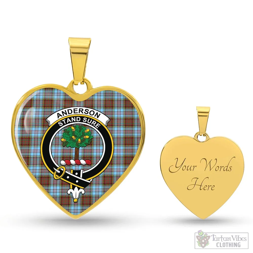 Anderson Ancient Tartan Heart Necklace with Family Crest