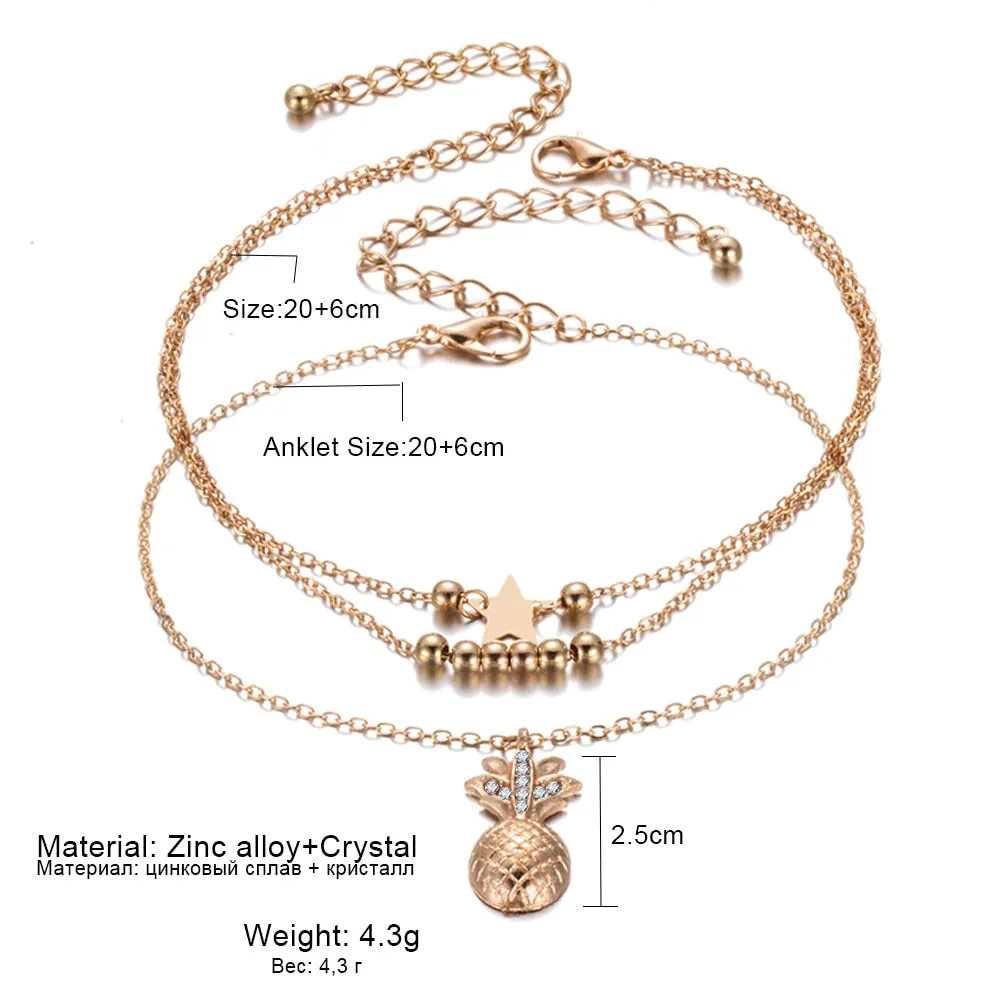 Ankle Chain Pineapple Jewelry Foot Fashion Style Anklets for Women