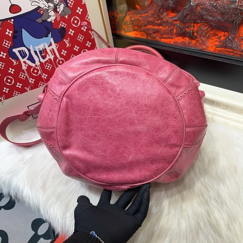 Balenciaga Pink Leather Bucket Bag Large