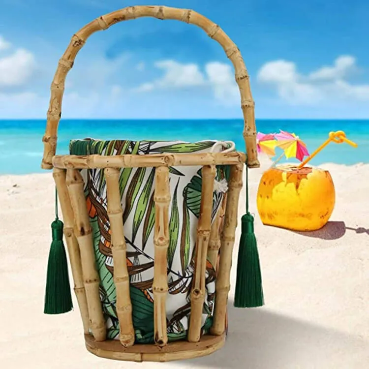 Bamboo Bucket Beach Bag-Showtown
