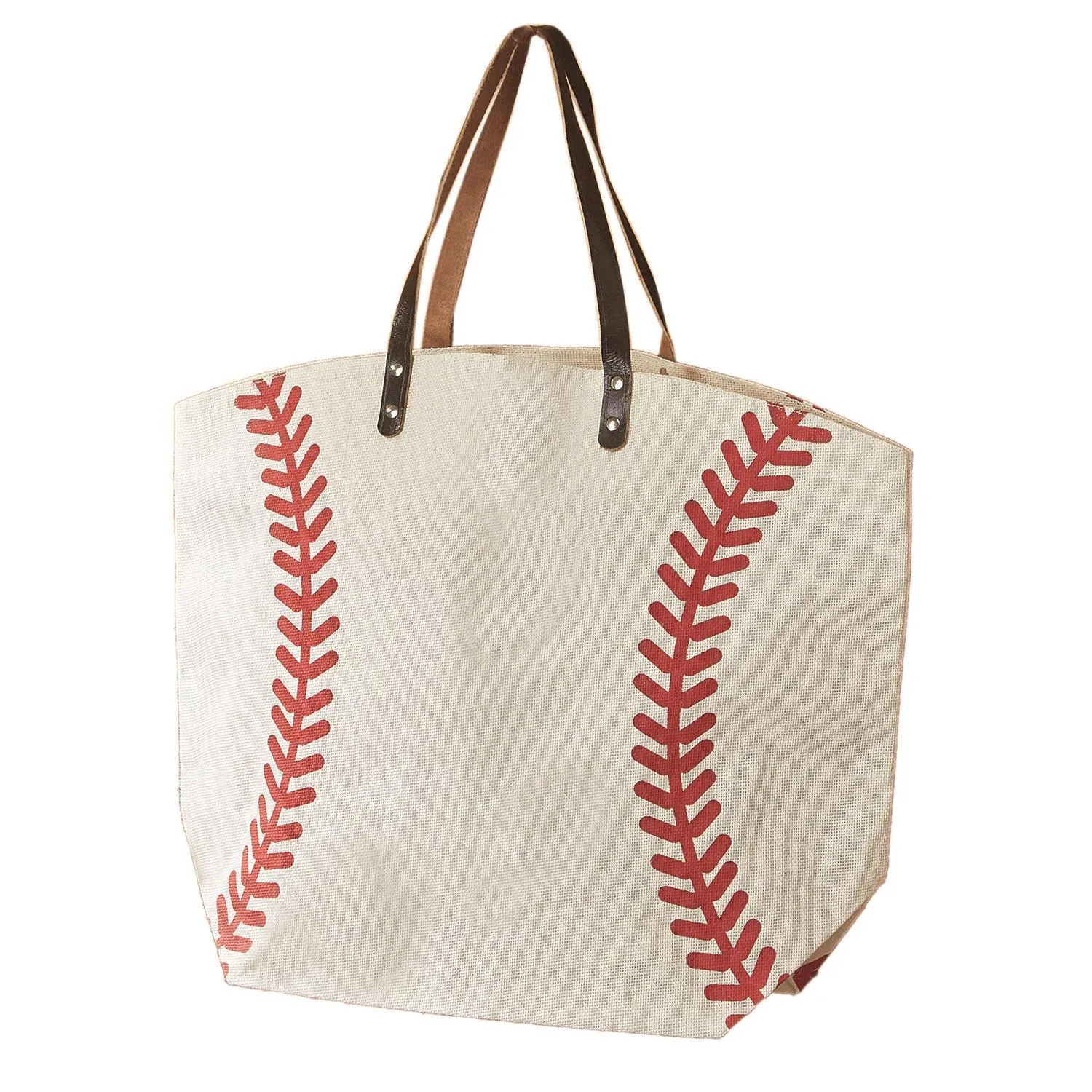 BASEBALL JUTE BAG WITH LEATHER HANDLES