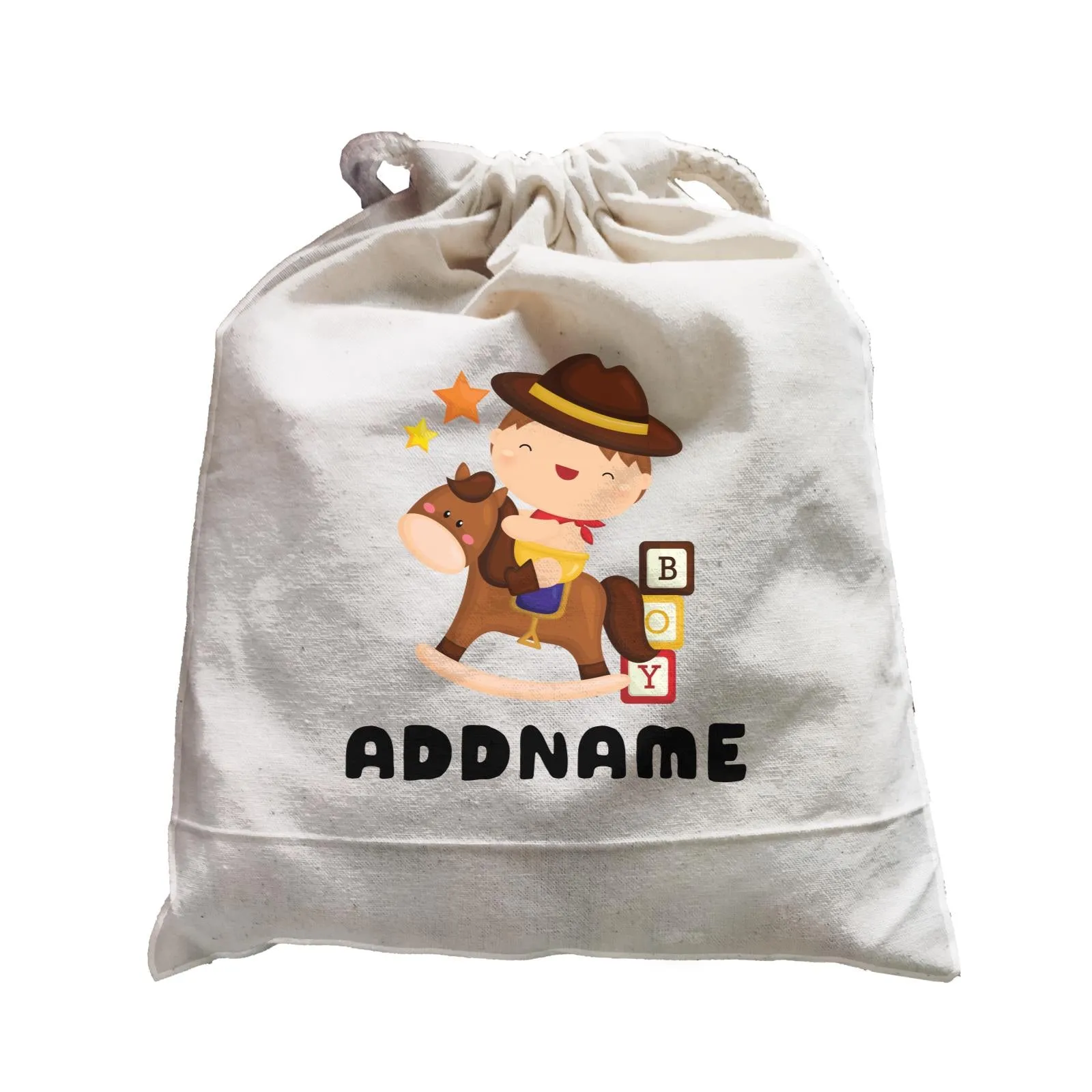 Birthday Cowboy Style Little Cowboy Playing Toy Horse Addname Satchel