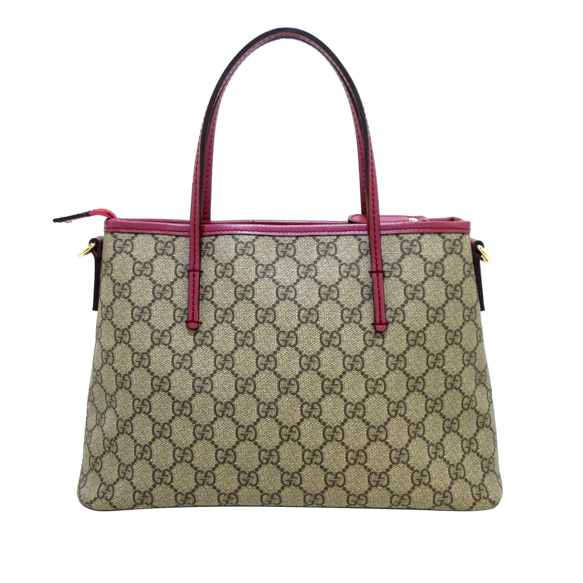 Brown Gucci GG Supreme Convertible Zip Tote Satchel