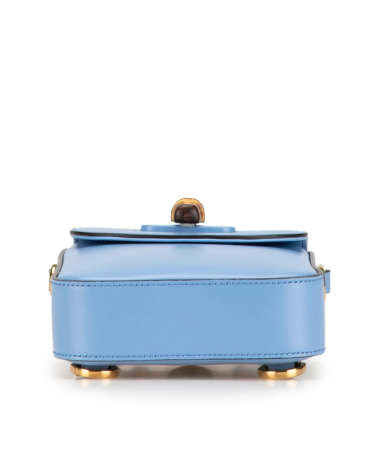 Calfskin Leather Bamboo Handle Satchel with Adjustable Strap