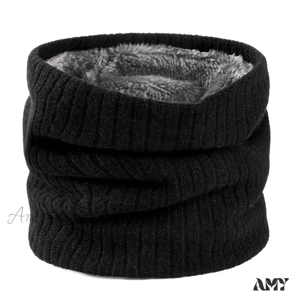 Cashmere Knit Ring Wool Neck Warmer Scarf for Women