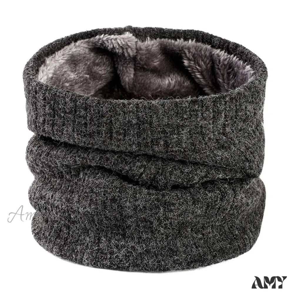 Cashmere Knit Ring Wool Neck Warmer Scarf for Women