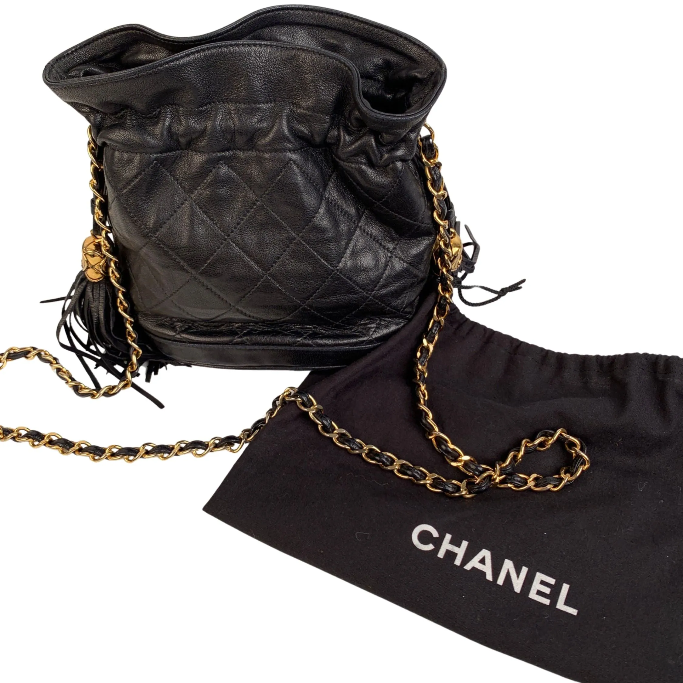 CHANEL Bags Errita 1989 Black Quilted Leather Small Bucket Shoulder Bag