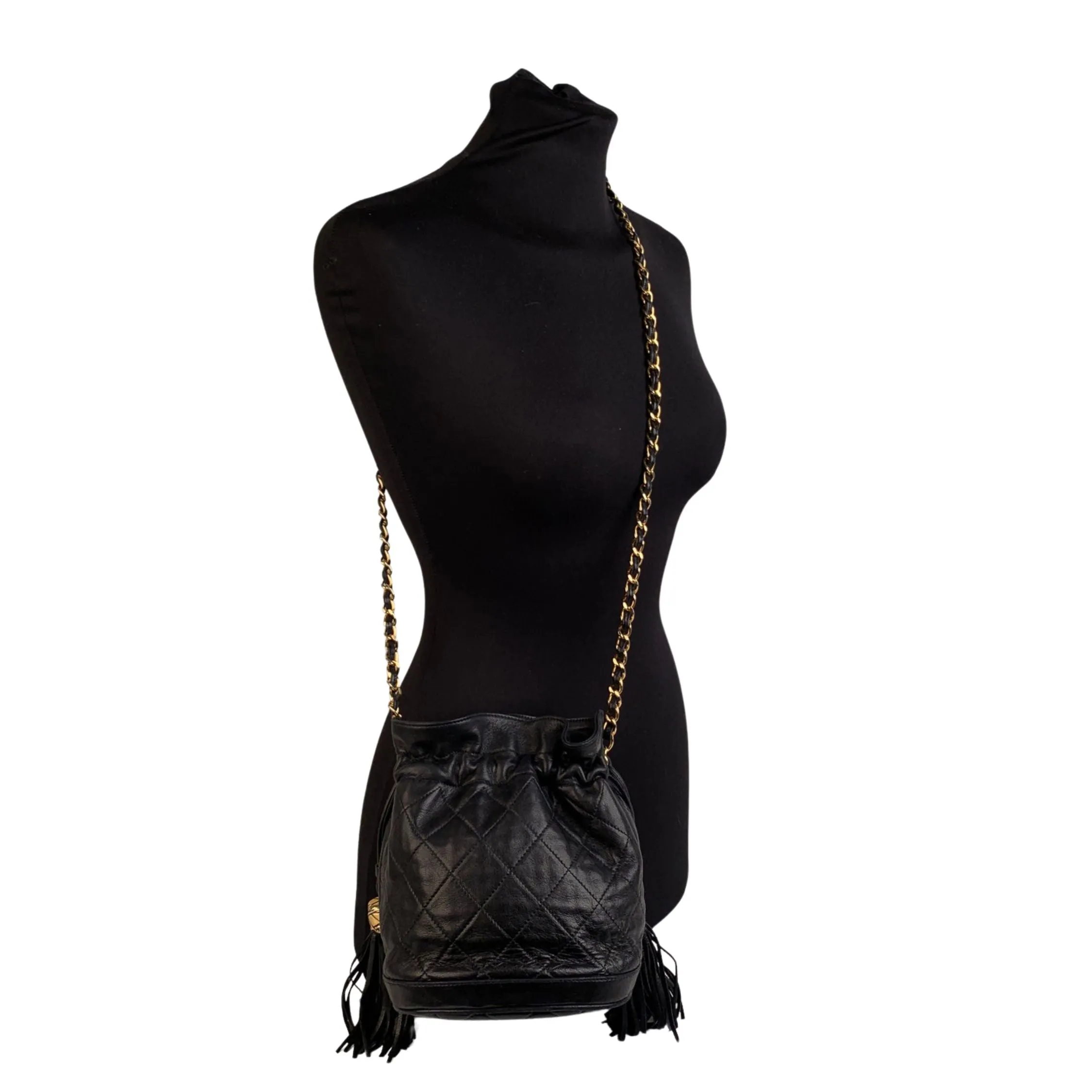 CHANEL Bags Errita 1989 Black Quilted Leather Small Bucket Shoulder Bag