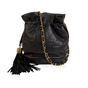 CHANEL Bags Errita 1989 Black Quilted Leather Small Bucket Shoulder Bag
