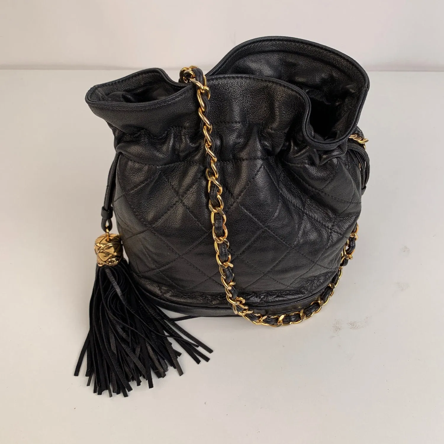 CHANEL Bags Errita 1989 Black Quilted Leather Small Bucket Shoulder Bag