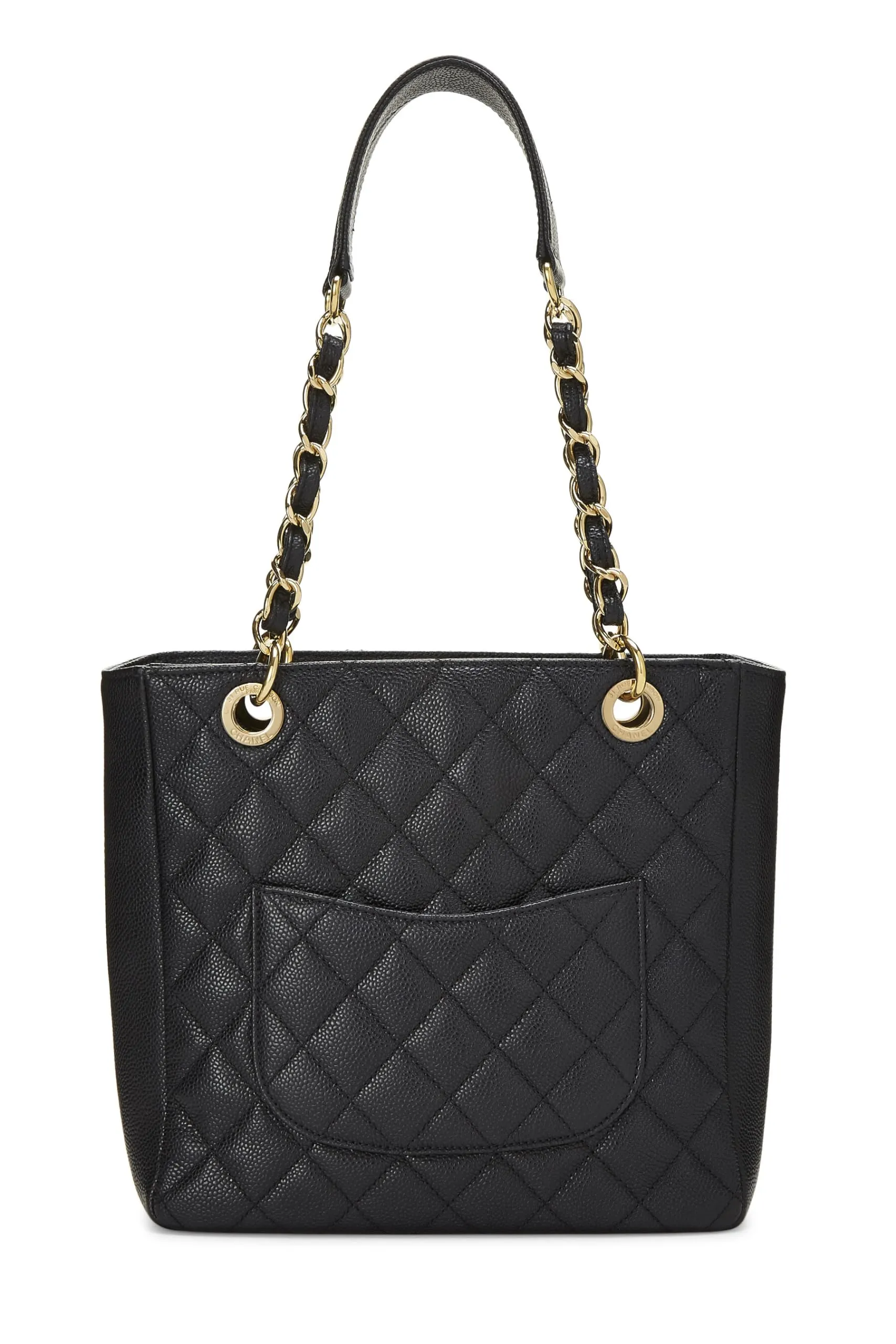Chanel,  Black Quilted Caviar Petite Shopping Tote (PST), Black