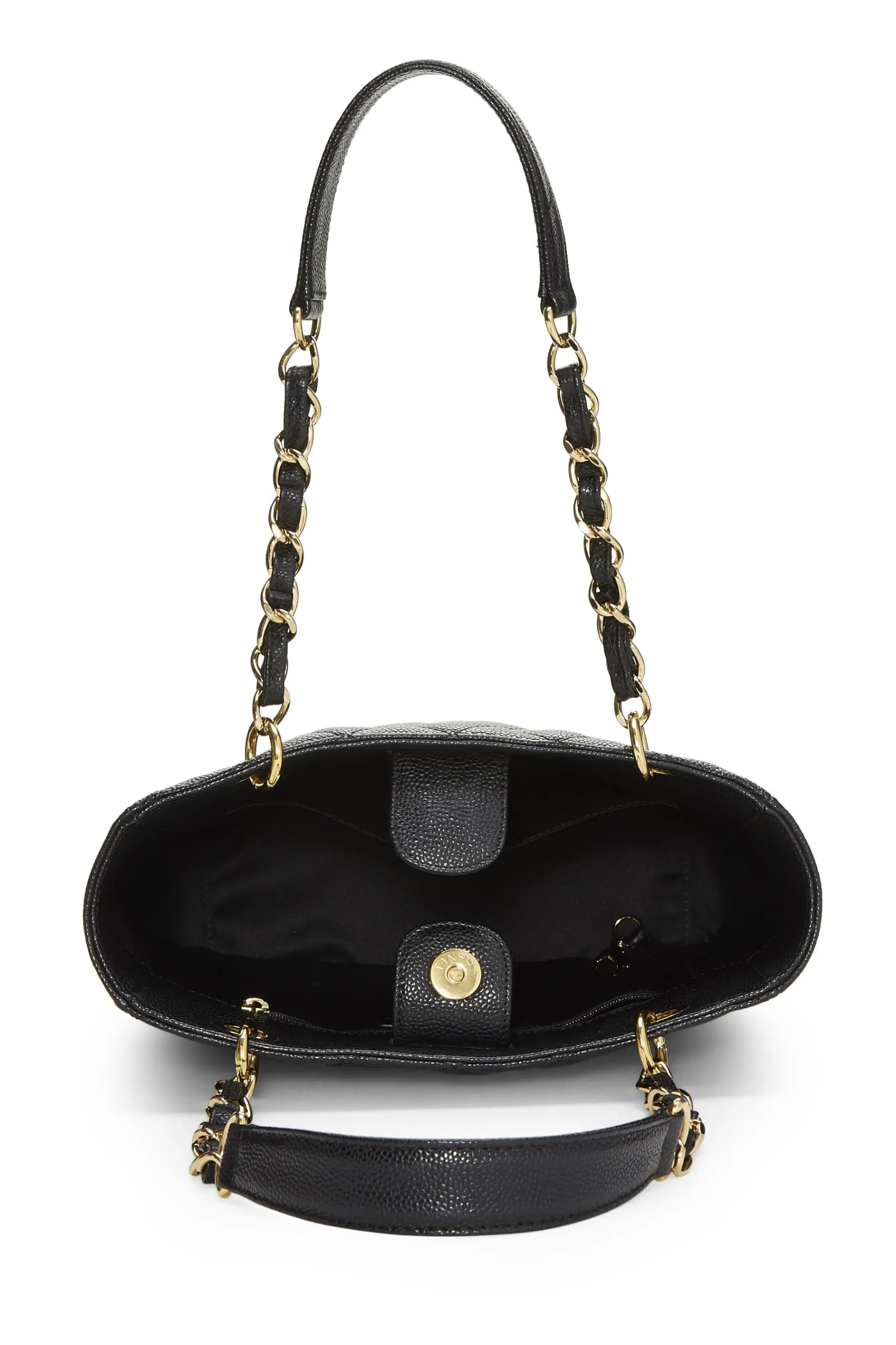 Chanel,  Black Quilted Caviar Petite Shopping Tote (PST), Black