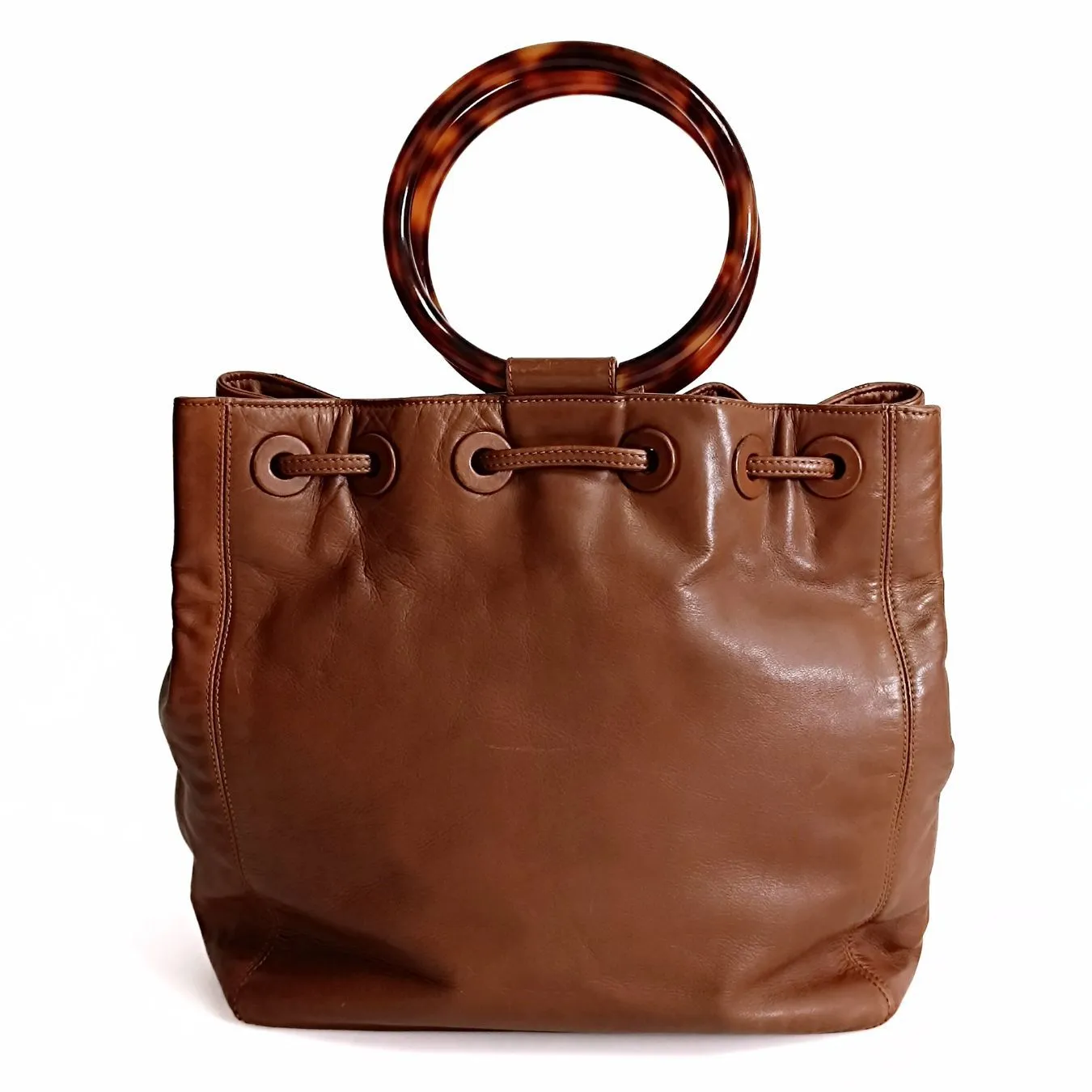 Chanel Chanel bucket style handbag with drawstring in leather and bone - '10s