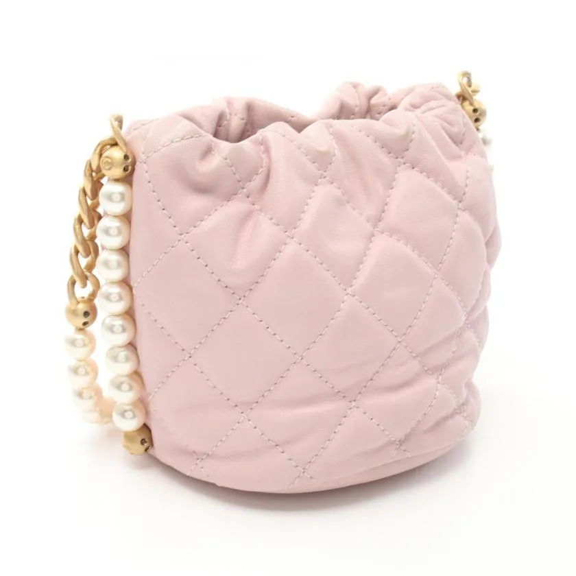 Chanel Matelasse Light Pink Lambskin Chain Shoulder Bag Gold Hardware