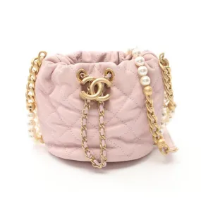 Chanel Matelasse Light Pink Lambskin Chain Shoulder Bag Gold Hardware