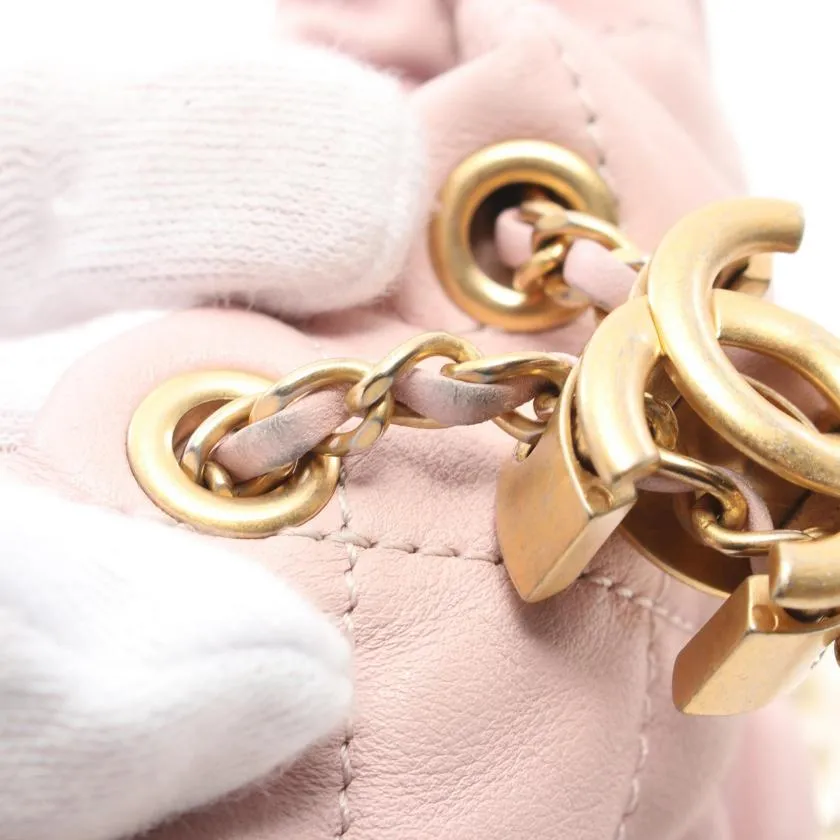 Chanel Matelasse Light Pink Lambskin Chain Shoulder Bag Gold Hardware