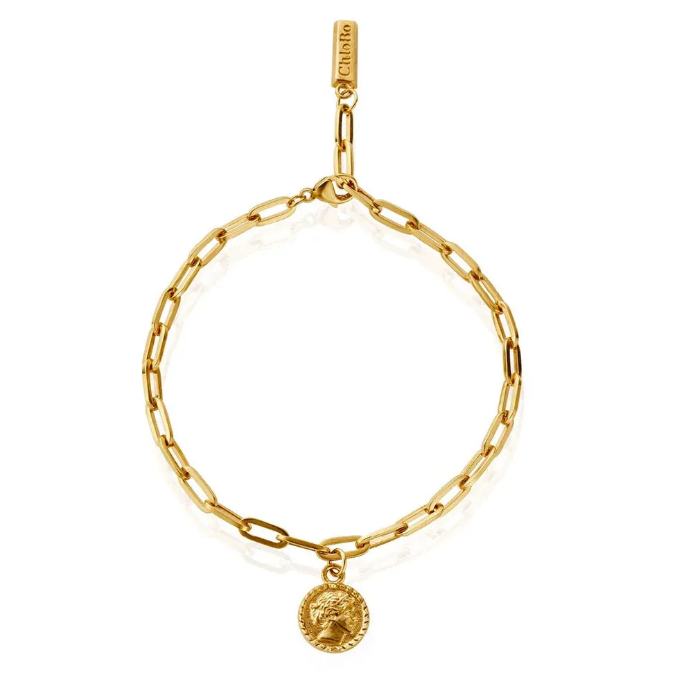 CHLOBO 22ct Gold Plated Mini Link Aphrodite Goddess Anklet