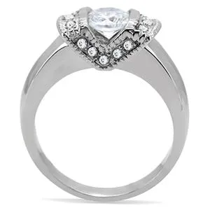 CJ149TK Wholesale Stainless Steel Clear Cubic Zirconia Intricate Overlay Ring