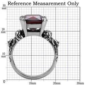 CJ7703OS Wholesale - Stainless Steel Ornate Cushion Garnet CZ Cocktail Ring