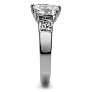 CJ7751OS Wholesale Stainless Steel Marquise Cubic Zirconia Past, Present & Future Engagement Ring