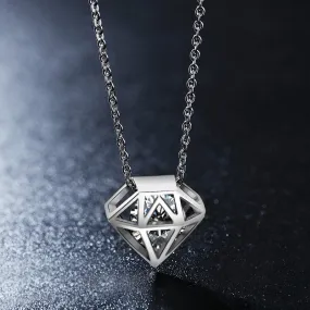 Cute Hollow Diamond-shaped Round Cut Clear CZ Diamond Necklace White Gold Plated Gros Collier Femme Jewellery