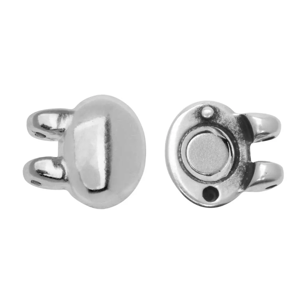 Cymbal Magnetic Clasps for SuperDuo Beads, Kypri, Oval 13x10mm, Antiqued Silver (1 Set) (1 Set)