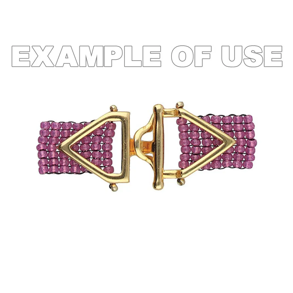 Cymbal Toggle Clasps for 11/0 Delica & Round Beads, Samaria, Triangle 17x36.5mm, 24k Gold Plated (1 Set)