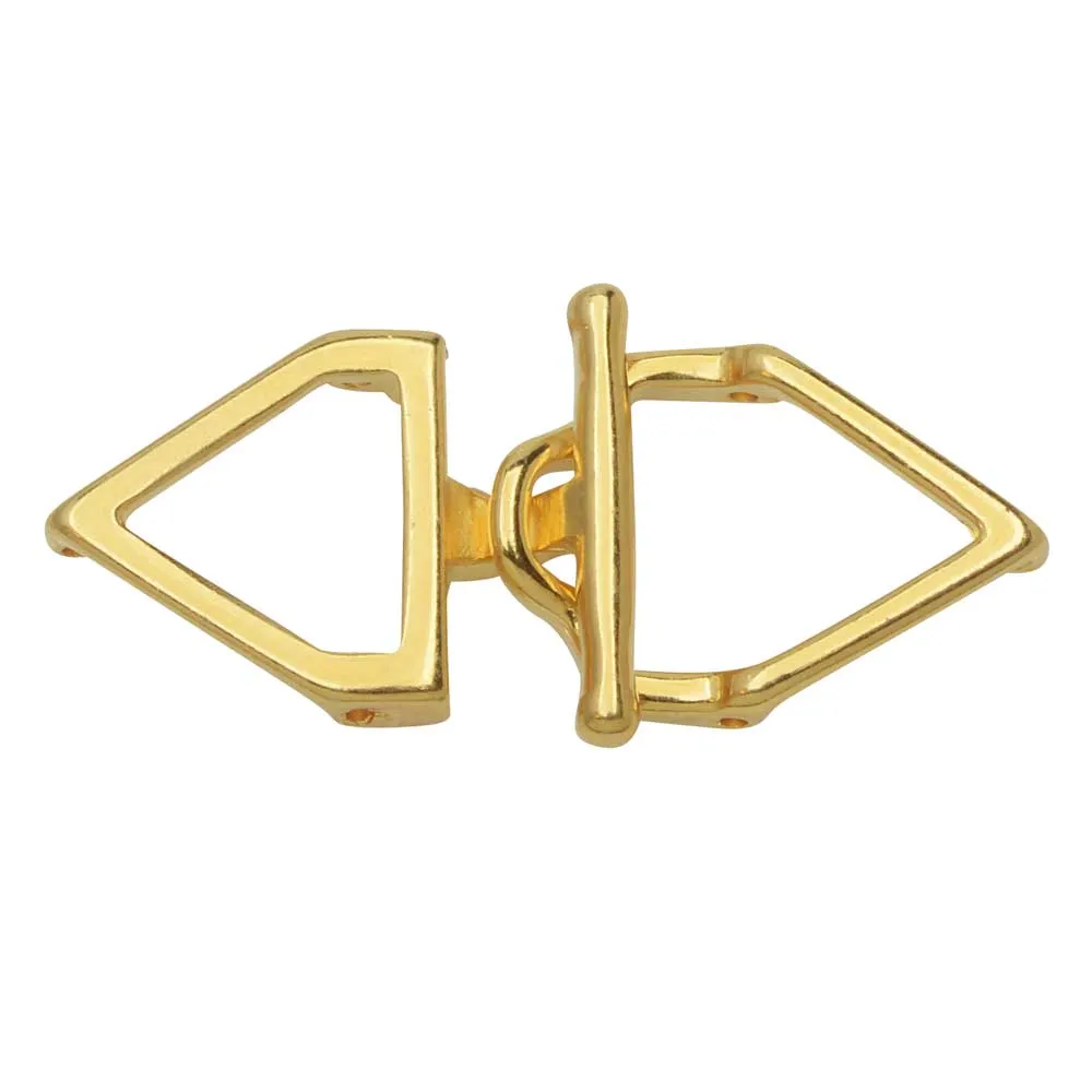 Cymbal Toggle Clasps for 11/0 Delica & Round Beads, Samaria, Triangle 17x36.5mm, 24k Gold Plated (1 Set)
