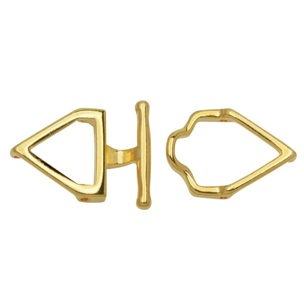 Cymbal Toggle Clasps for 11/0 Delica & Round Beads, Samaria, Triangle 17x36.5mm, 24k Gold Plated (1 Set)