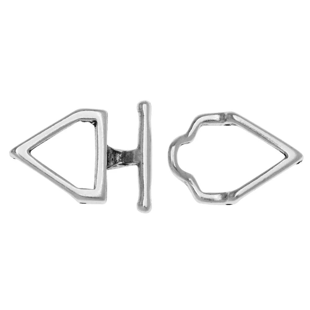 Cymbal Toggle Clasps for 11/0 Delica & Round Beads, Samaria, Triangle 17x36.5mm,  Antiqued Silver Plated (1 Set)