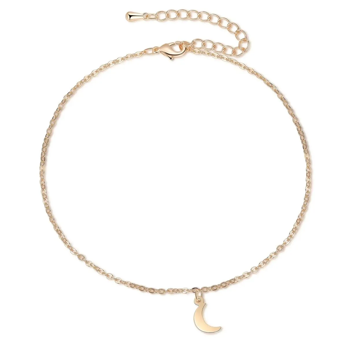Dainty Gold Moon Anklet