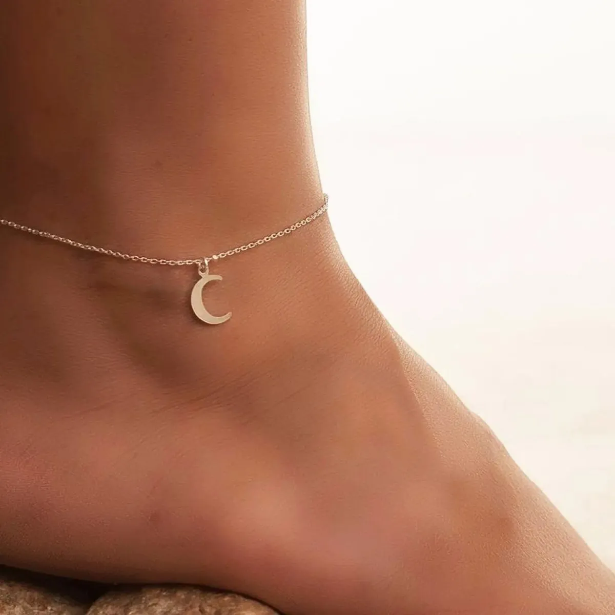 Dainty Gold Moon Anklet