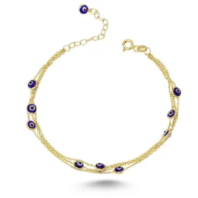 Dark Blue Evil Eye Bracelet in gold