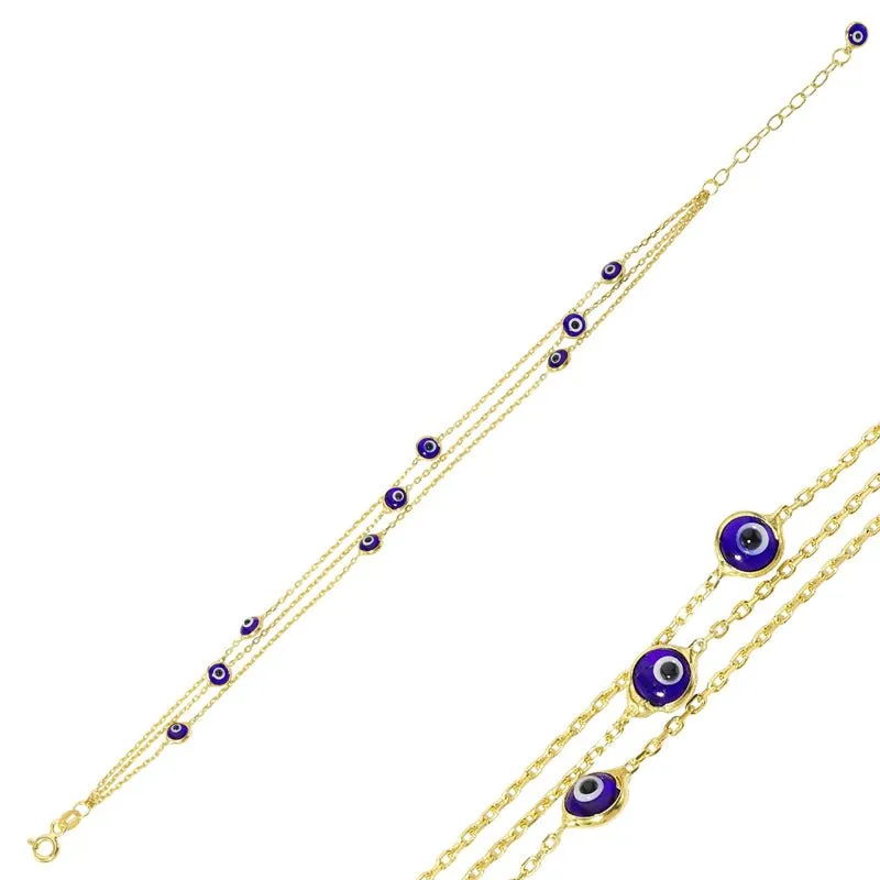 Dark Blue Evil Eye Bracelet in gold