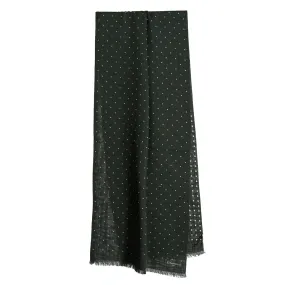 DARK GREEN WOOL AND SILK SCARF