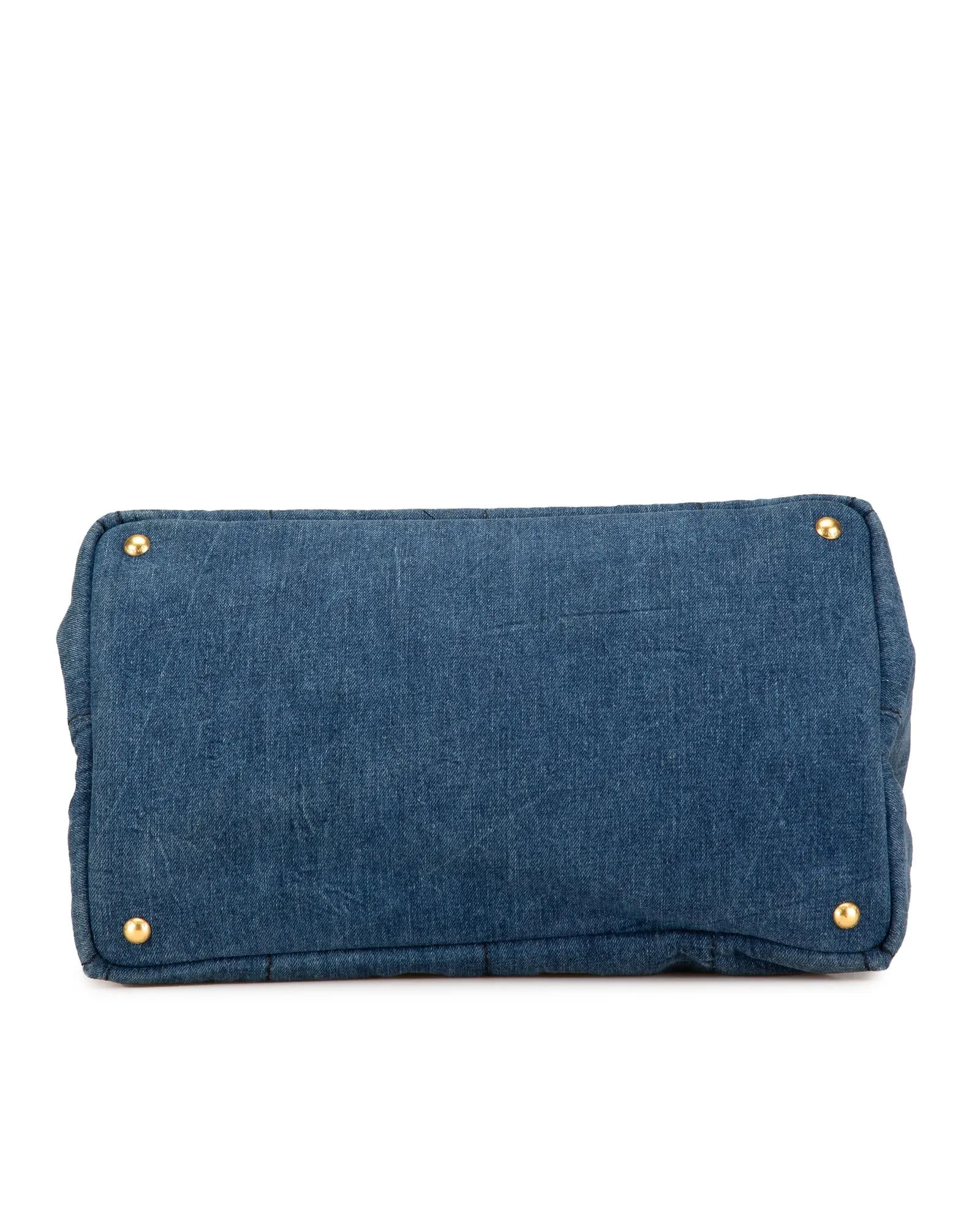 Denim Logo Satchel with Rolled Handles and Interior Pockets